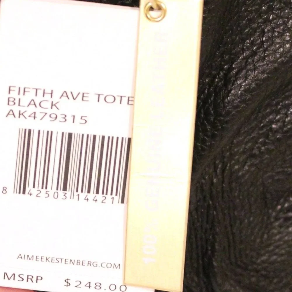 AIMEE KESTENBERG New 5th Avenue TOTE Shoulder Handbag Purse Leather BLACK 🎉HP